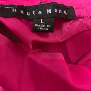 Haute Monde,fuchsia pink,turtle neck bodysuit.